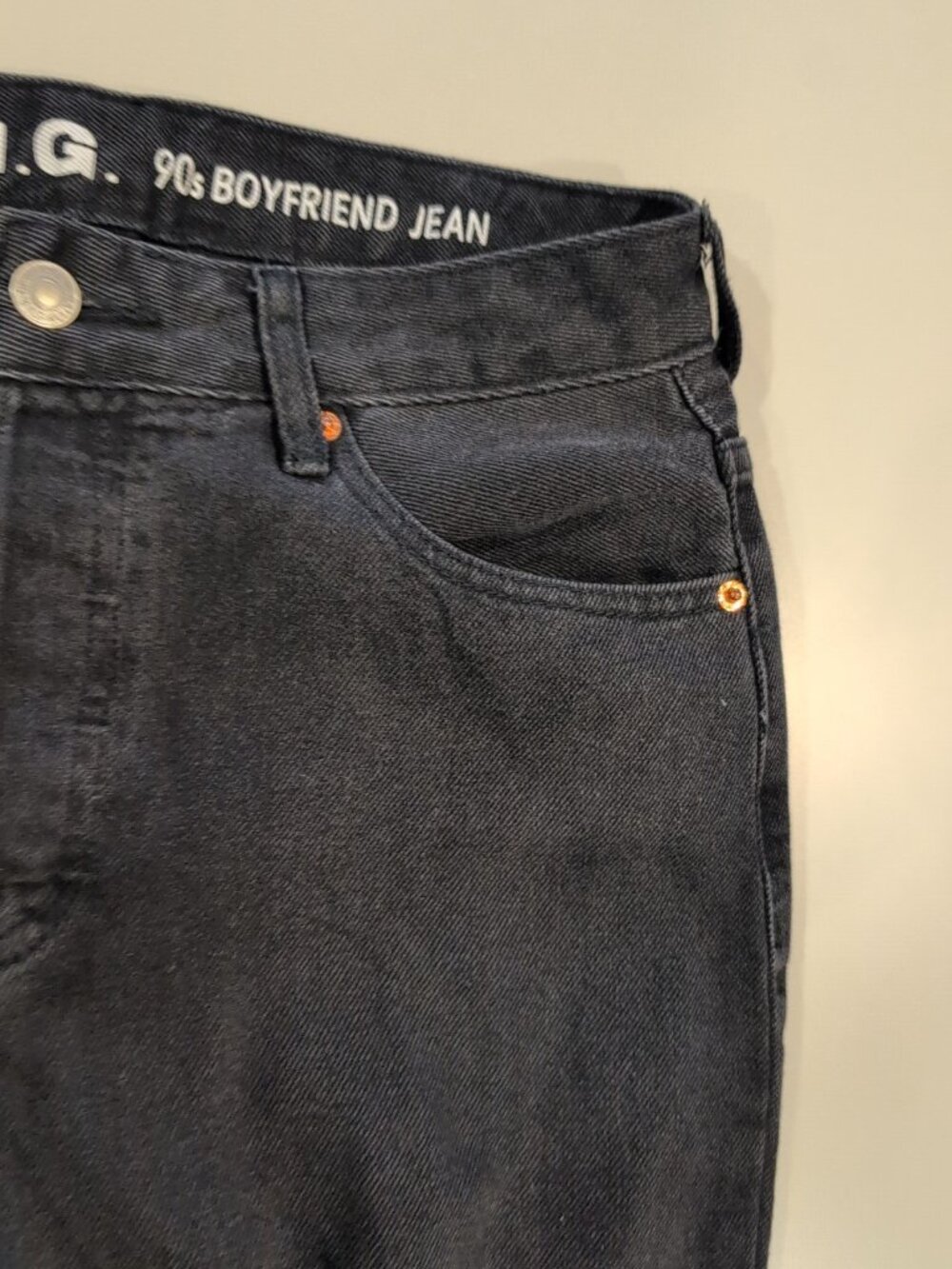 S.O.N.G Pants Women's Sz 7/28 Black 90s Boyfriend Ripped Straight Leg - Picture 5 of 14
